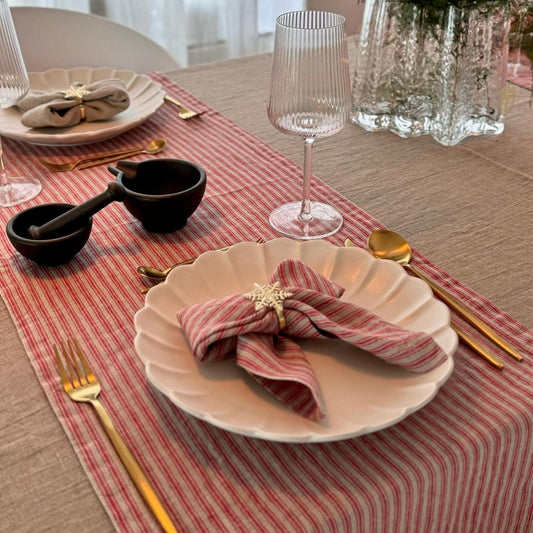 Red Natural Stripes lino stalo takelis — naturalusdrabuziai.lt