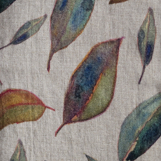 Unwashed Golden Fall on Dark Natural lino Fabric 240 g/sq.m — naturalusdrabuziai.lt