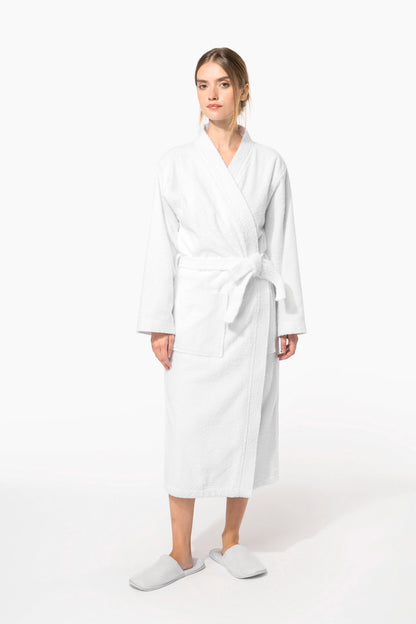 Premium medvilninis kimono stiliaus SPA chalatas — naturalusdrabuziai.lt