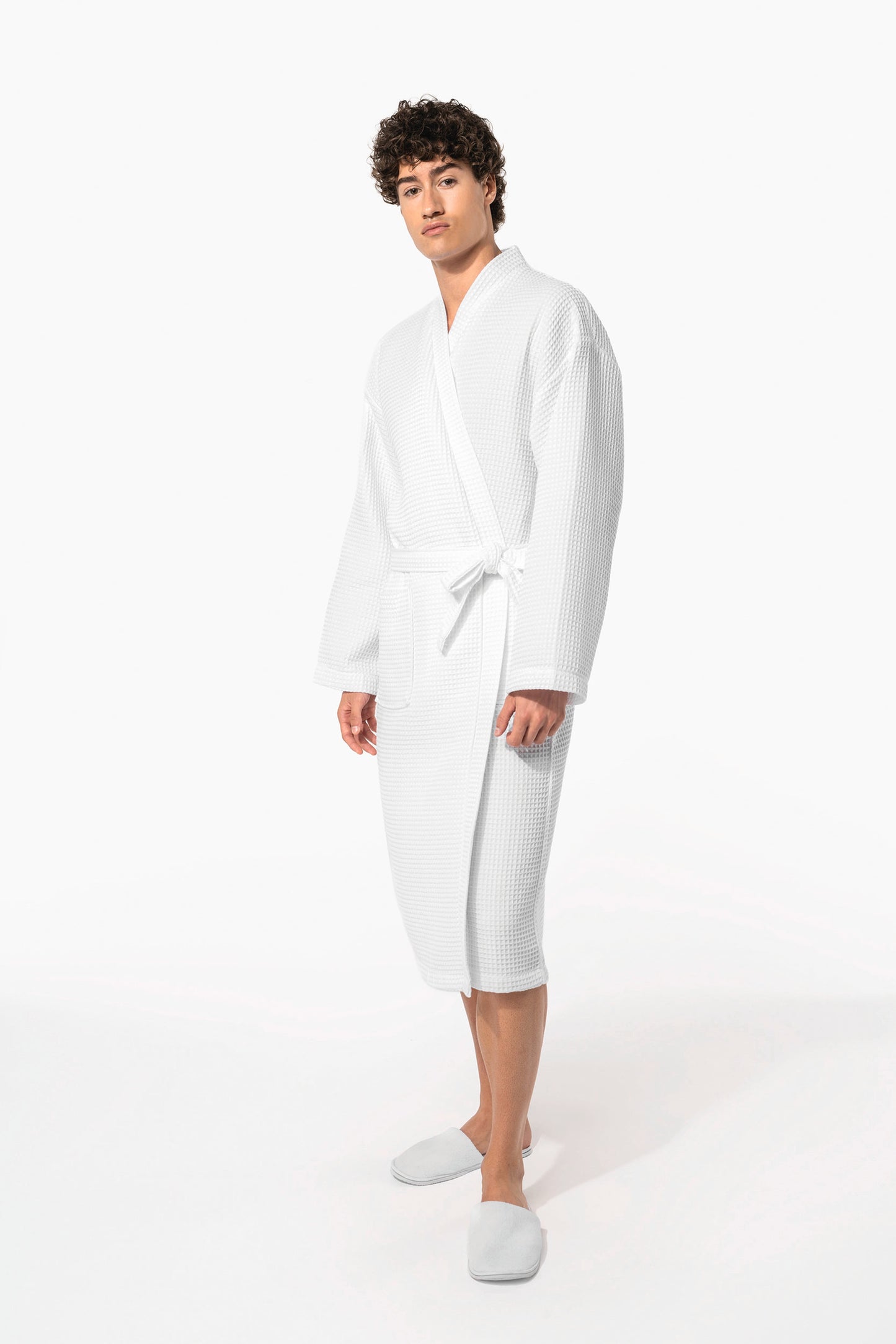 Premium medvilninis vaflinis kimono tipo chalatas — naturalusdrabuziai.lt