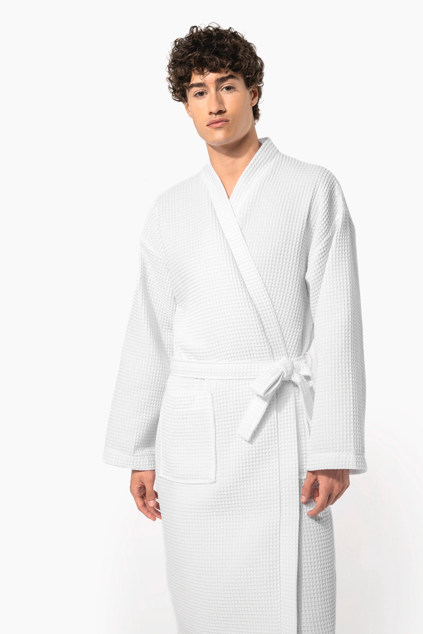 Premium medvilninis vaflinis kimono tipo chalatas — naturalusdrabuziai.lt