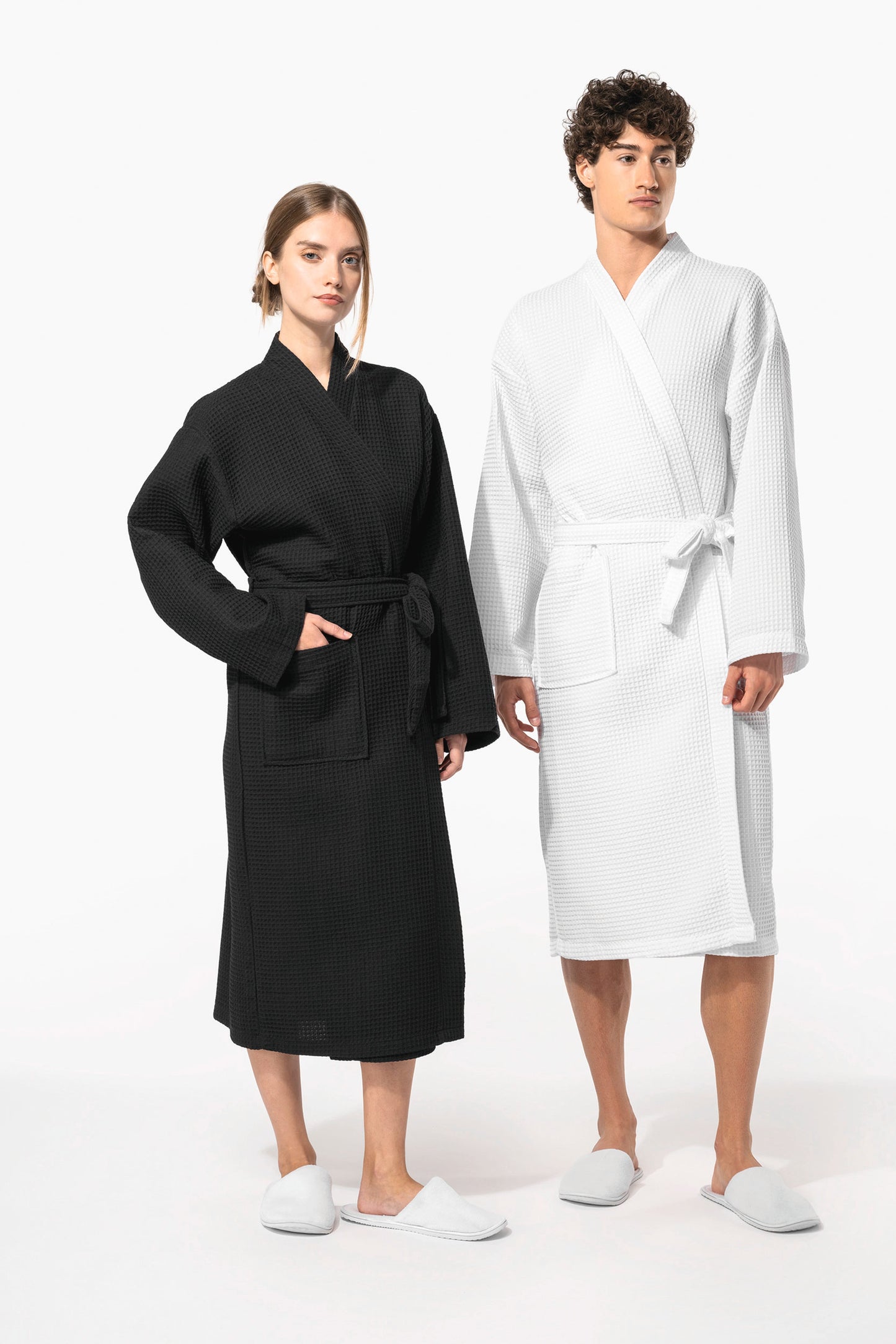 Premium medvilninis vaflinis kimono tipo chalatas — naturalusdrabuziai.lt