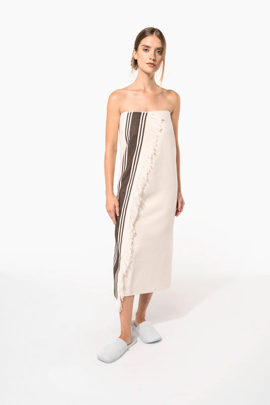 Premium medvilninis dvigubos tekstūros Fouta paplūdimio rankšluostis — naturalusdrabuziai.lt