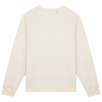 Unisex oversized organinės medvilnės džemperis su apvaliu kaklu — naturalusdrabuziai.lt