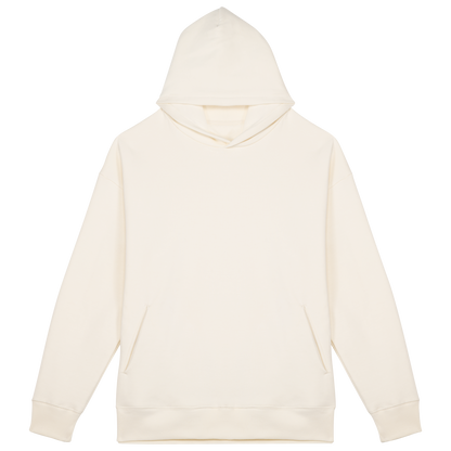 Unisex oversized organinės medvilnės džemperis su gobtuvu — naturalusdrabuziai.lt