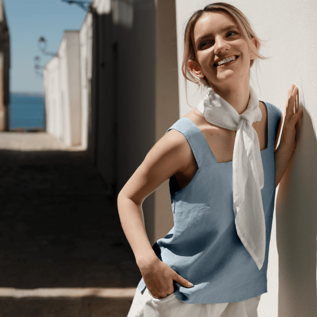 Allure lino Polka viršus — naturalusdrabuziai.lt