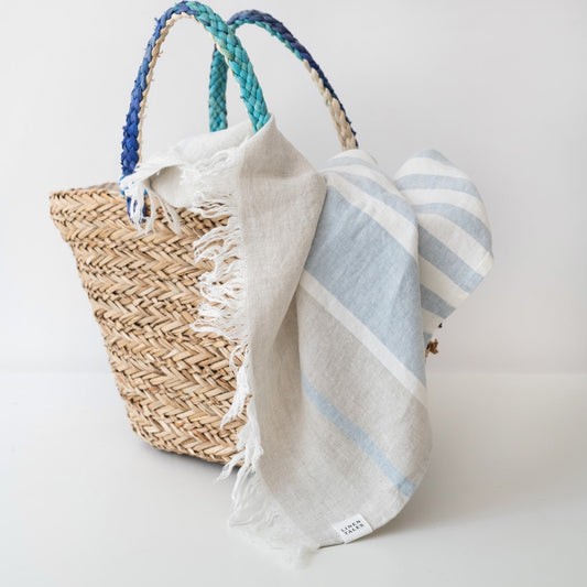 Allure Stripe lino paplūdimio rankšluostis — naturalusdrabuziai.lt