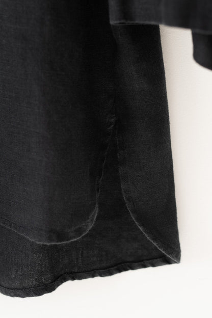 Black Linen Bilberry Top