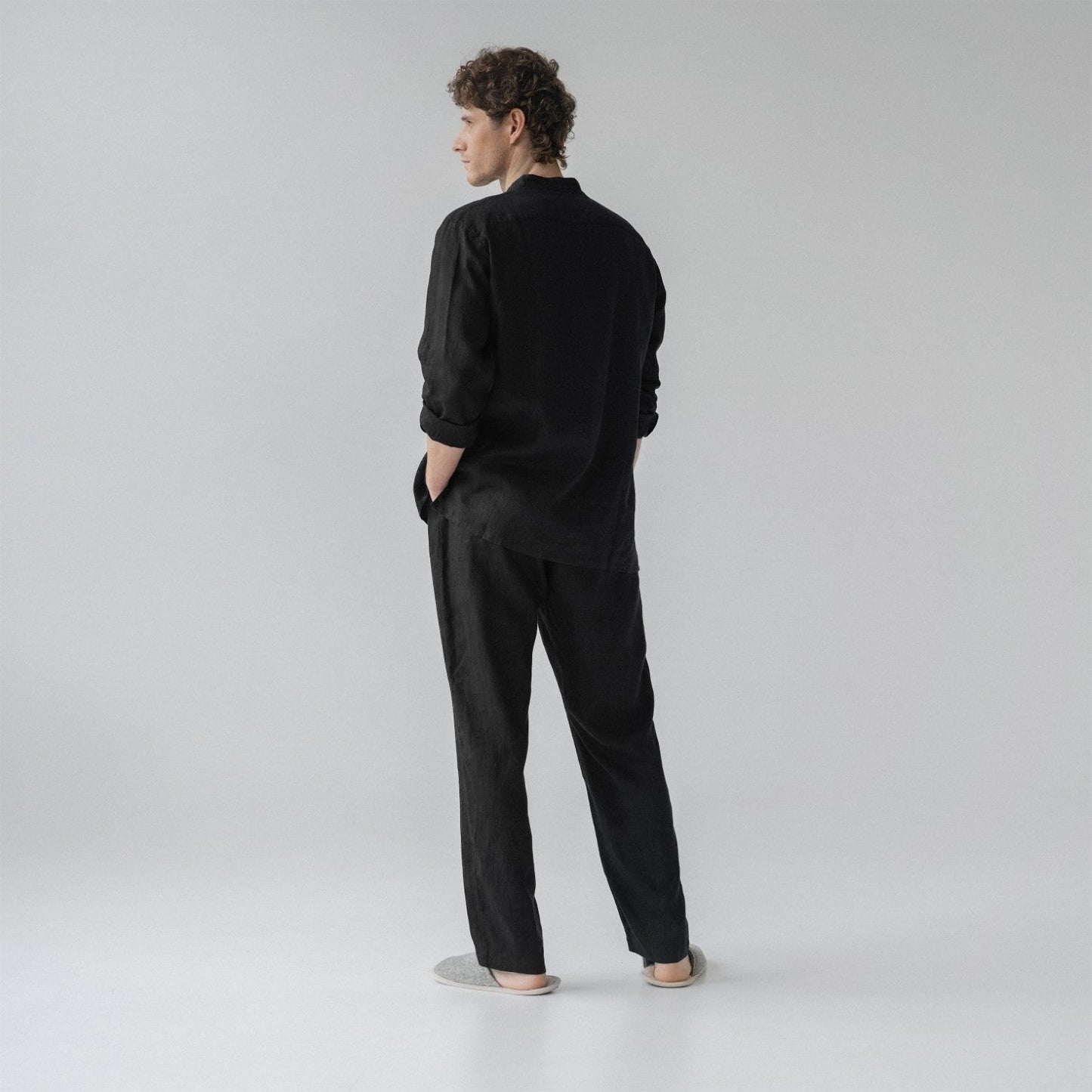 Black lino Currant Loungewear rinkinys — naturalusdrabuziai.lt