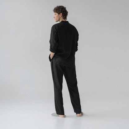Black lino Currant Loungewear rinkinys — naturalusdrabuziai.lt