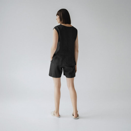 Black lino Verbena Pyjama rinkinys — naturalusdrabuziai.lt