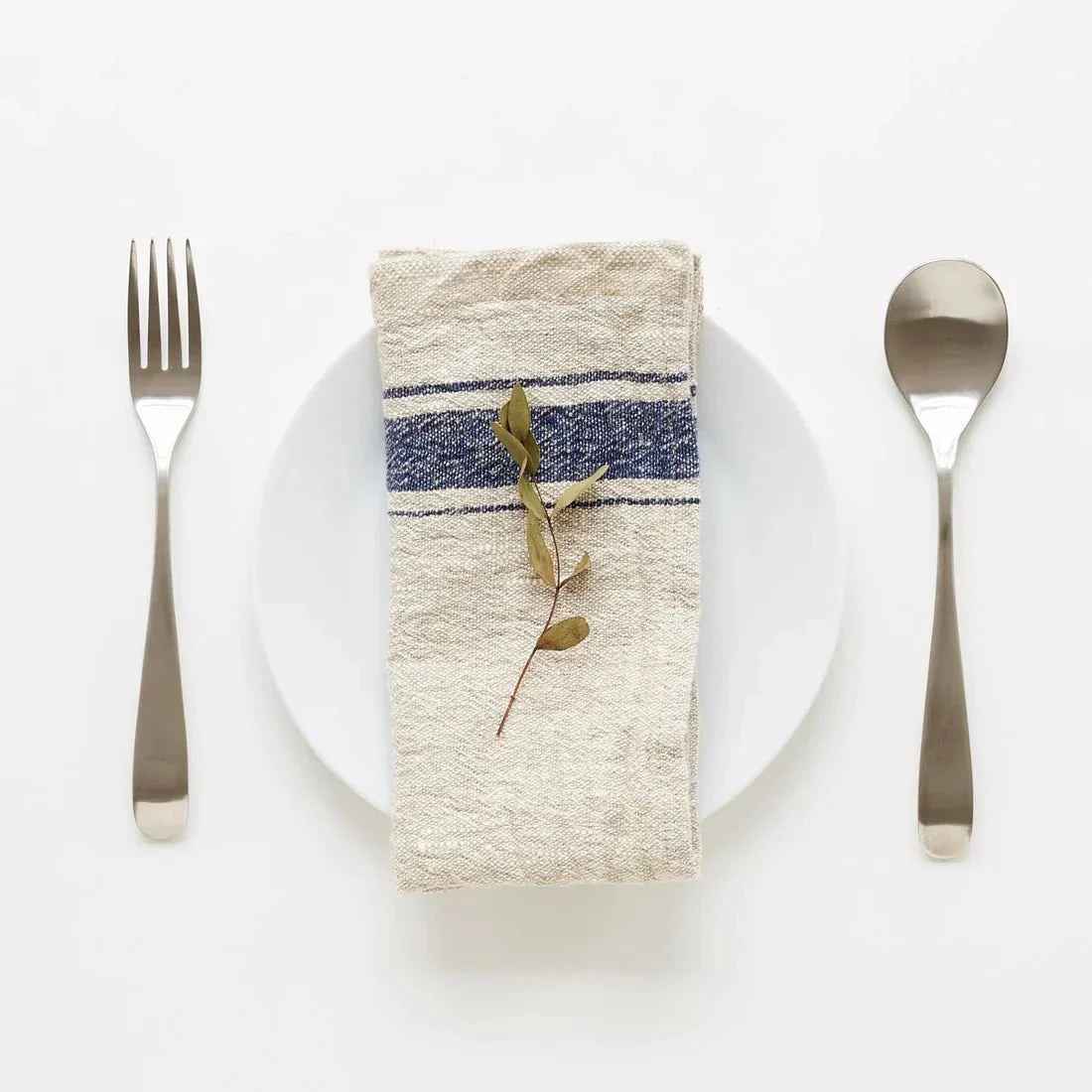 Blue Stripe Vintage lino servetėlių rinkinys 2 vnt. — naturalusdrabuziai.lt
