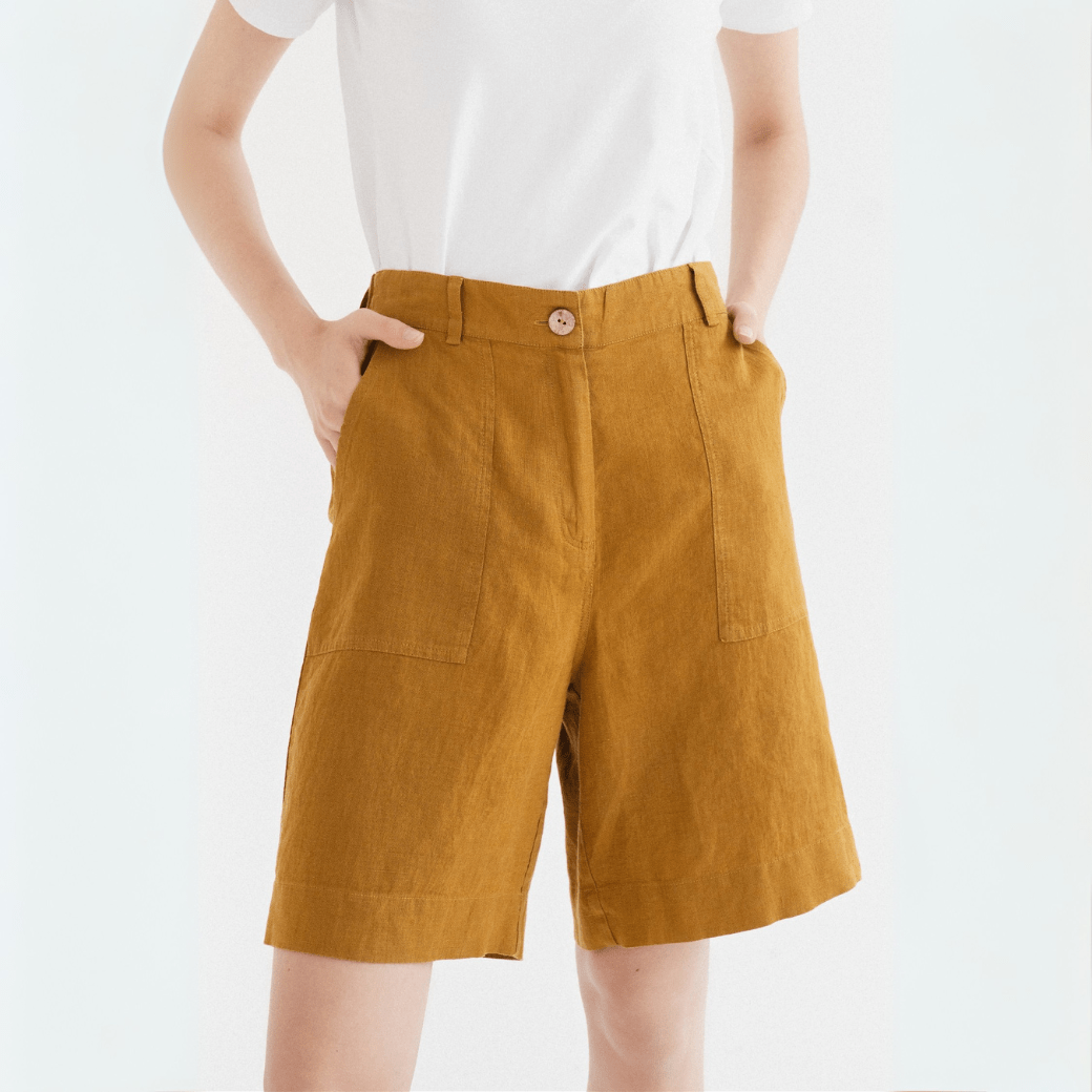 Bronze lino Etude šortai — naturalusdrabuziai.lt