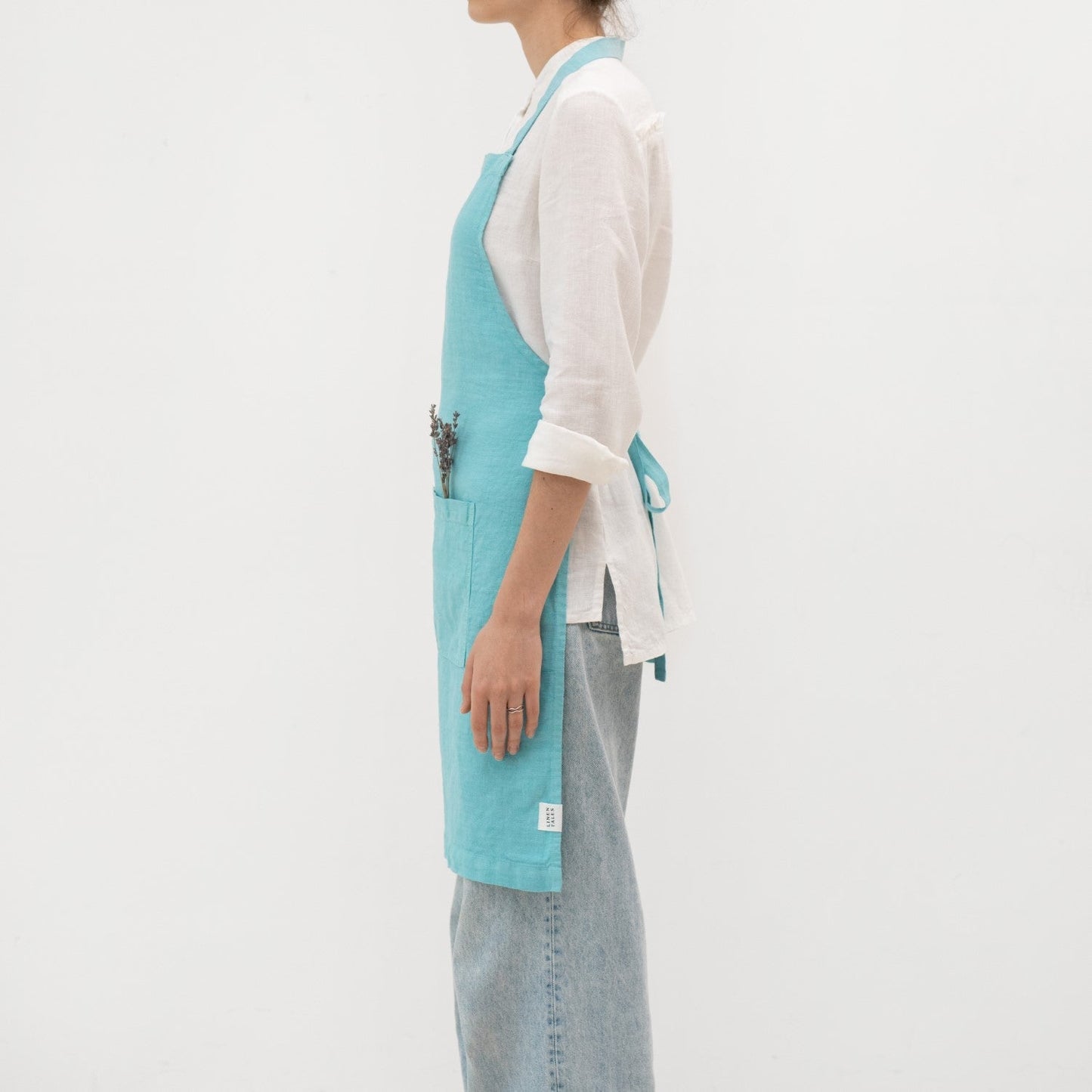 LIMITED EDITION Coastal Blue lino kasdienė prijuostė — naturalusdrabuziai.lt
