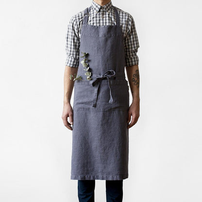 LIMITED EDITION Dark Grey lino šefo prijuostė — naturalusdrabuziai.lt