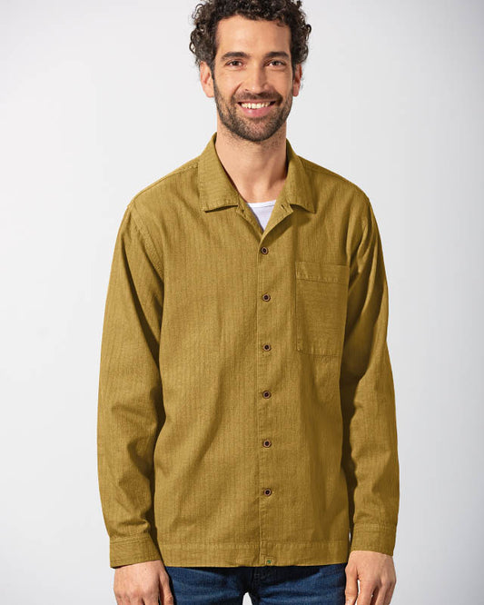 Vyriški marškiniai iš kanapių ir ekologiškos medvilnės (DH034OEB) – Riešuto