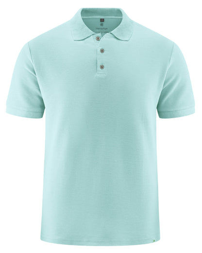 Vyriški polo marškinėliai iš kanapių ir ekologiškos medvilnės – Ežero mėlyna