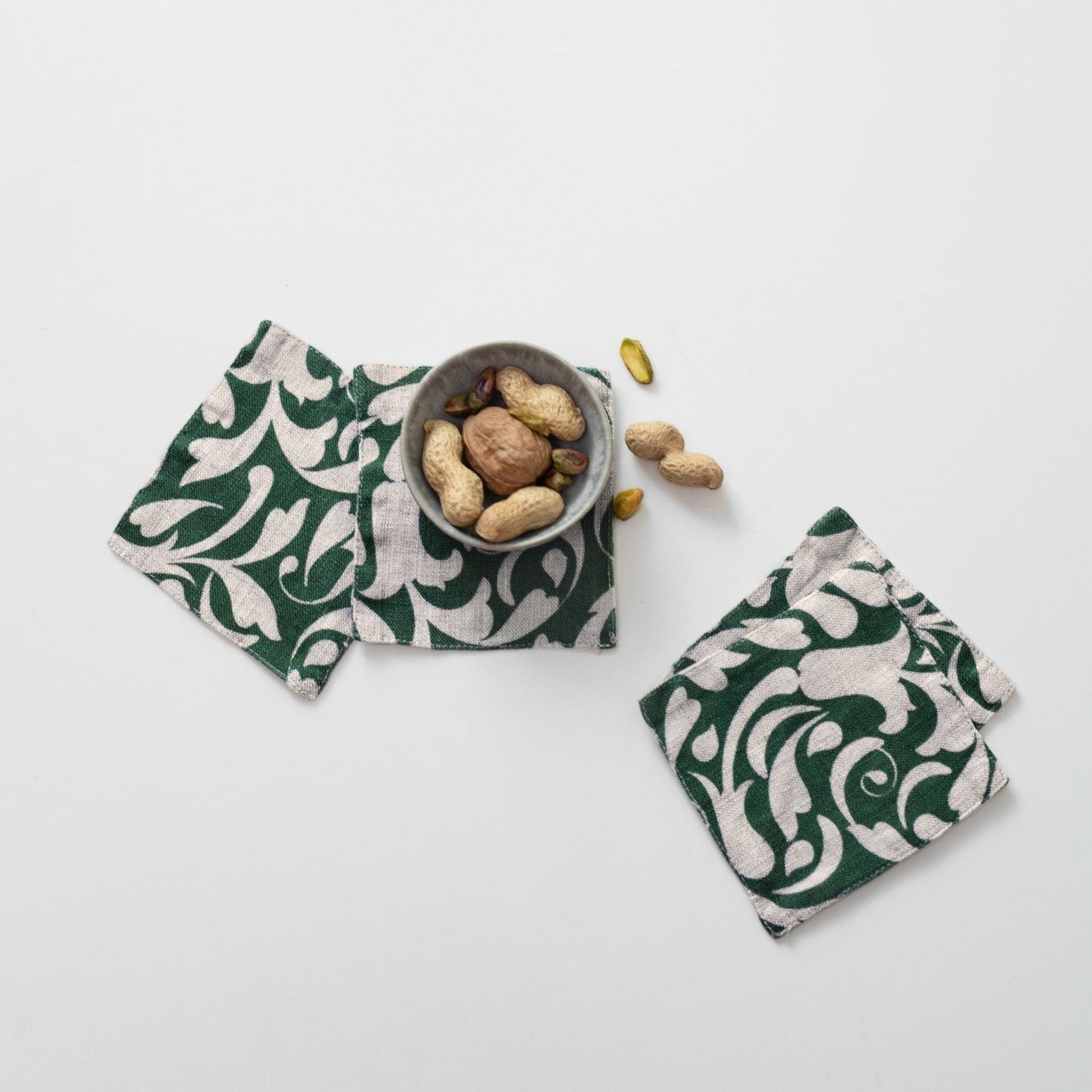 Evergreen Damask lino padėkliukų rinkinys 4 vnt. — naturalusdrabuziai.lt