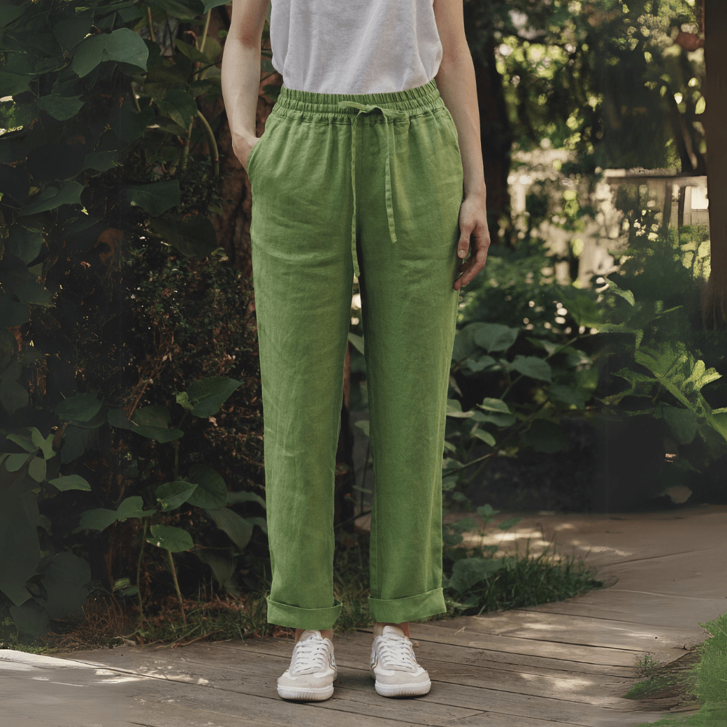 Foliage Green Linen Octave Trousers