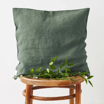 Forest Green lino pagalvėlės užvalkalas — naturalusdrabuziai.lt