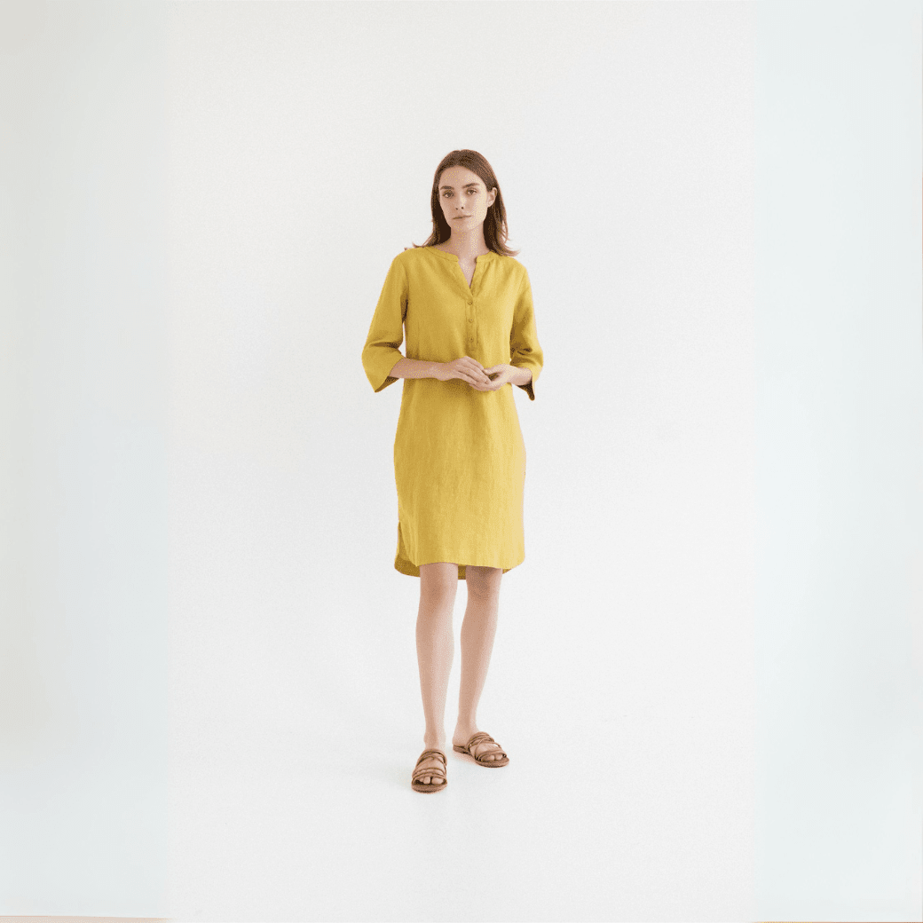 Lemon Curry Linen Prelude Dress