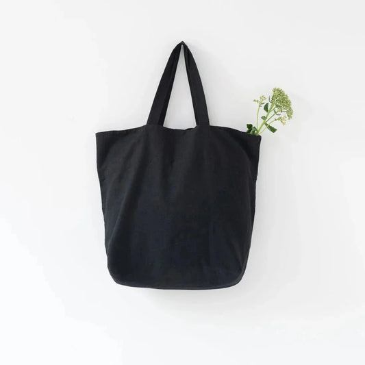 LIMITED EDITION Black lino didelis krepšys — naturalusdrabuziai.lt