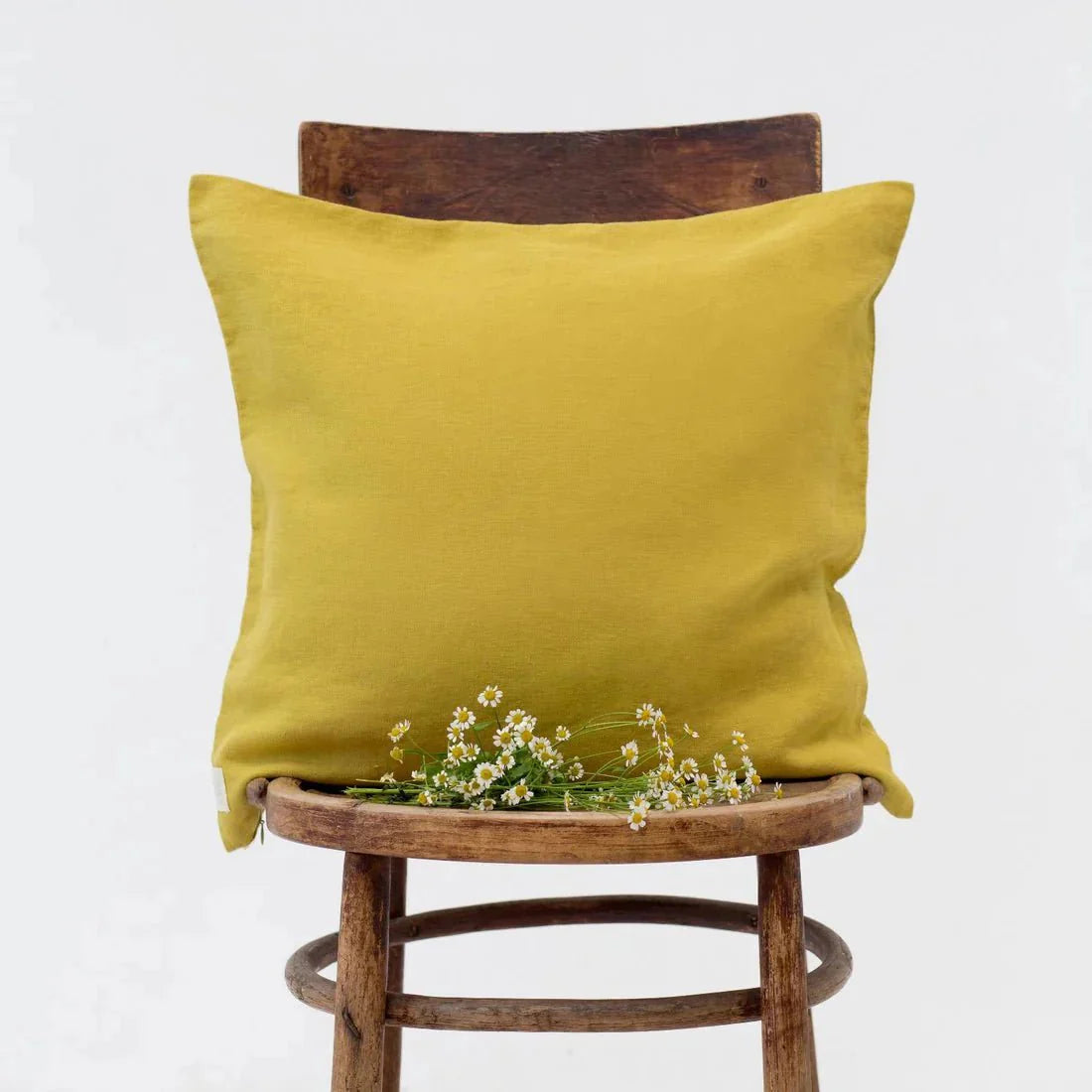 LIMITED EDITION Lemon Curry lino pagalvėlės užvalkalas — naturalusdrabuziai.lt