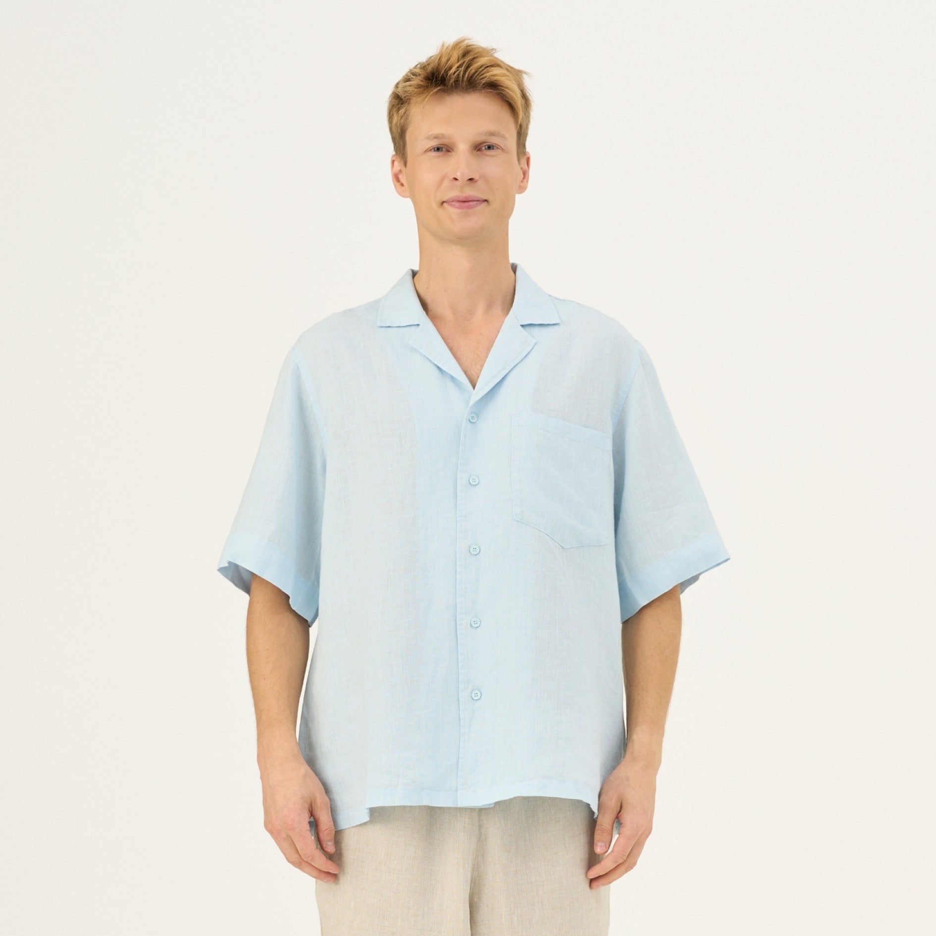 lino Tales Closet Kūdikių Blue lino Libertas marškiniai — naturalusdrabuziai.lt