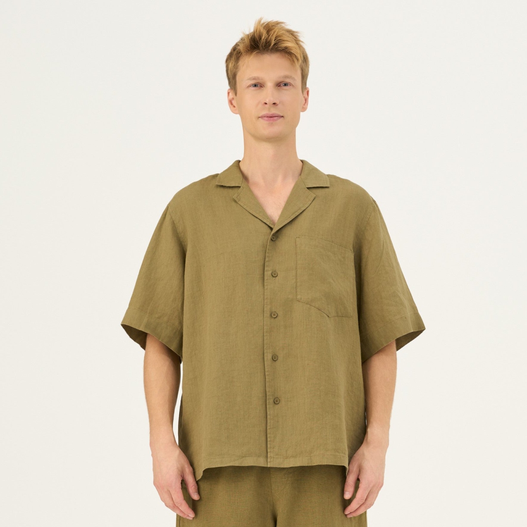 lino Tales Closet Olive Khaki lino Libertas marškiniai — naturalusdrabuziai.lt