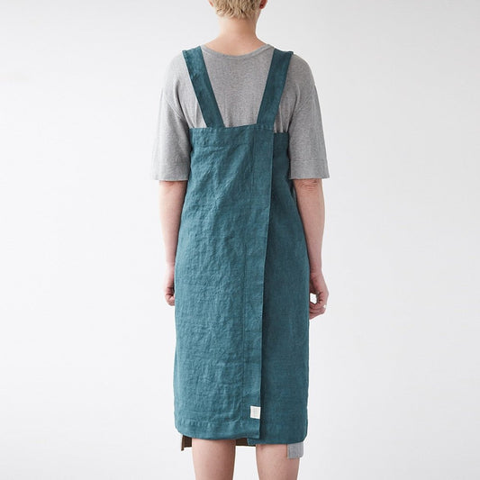 lino Tales Deep Water lino Pinafore prijuostė — naturalusdrabuziai.lt