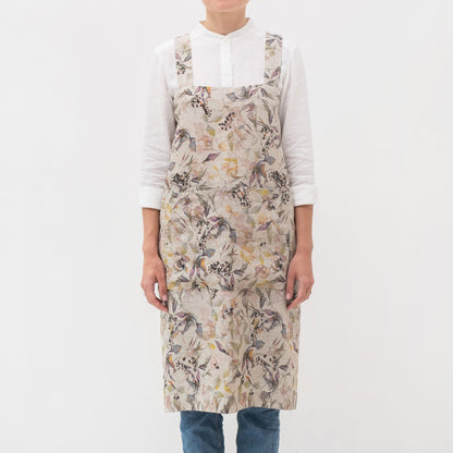 lino Tales Meadow on Light Natural lino Pinafore prijuostė — naturalusdrabuziai.lt