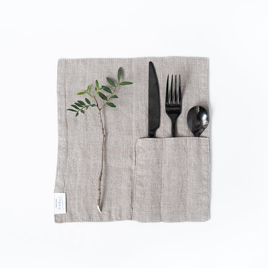 lino Tales Natural lino Cutlery Pocket rinkinys 2 vnt. — naturalusdrabuziai.lt