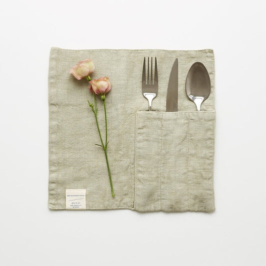 lino Tales Sage lino Cutlery Pocket rinkinys 2 vnt. — naturalusdrabuziai.lt
