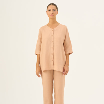 Maple Sugar lino Primrose Loungewear rinkinys — naturalusdrabuziai.lt