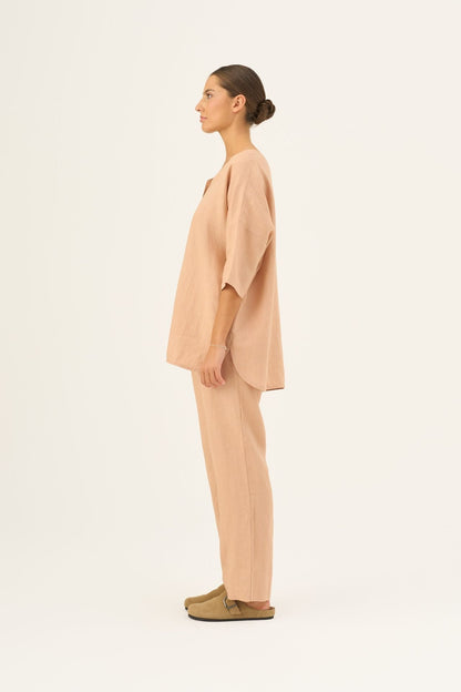 Maple Sugar lino Primrose Loungewear rinkinys — naturalusdrabuziai.lt