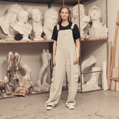 Melange Linen Elm Overalls