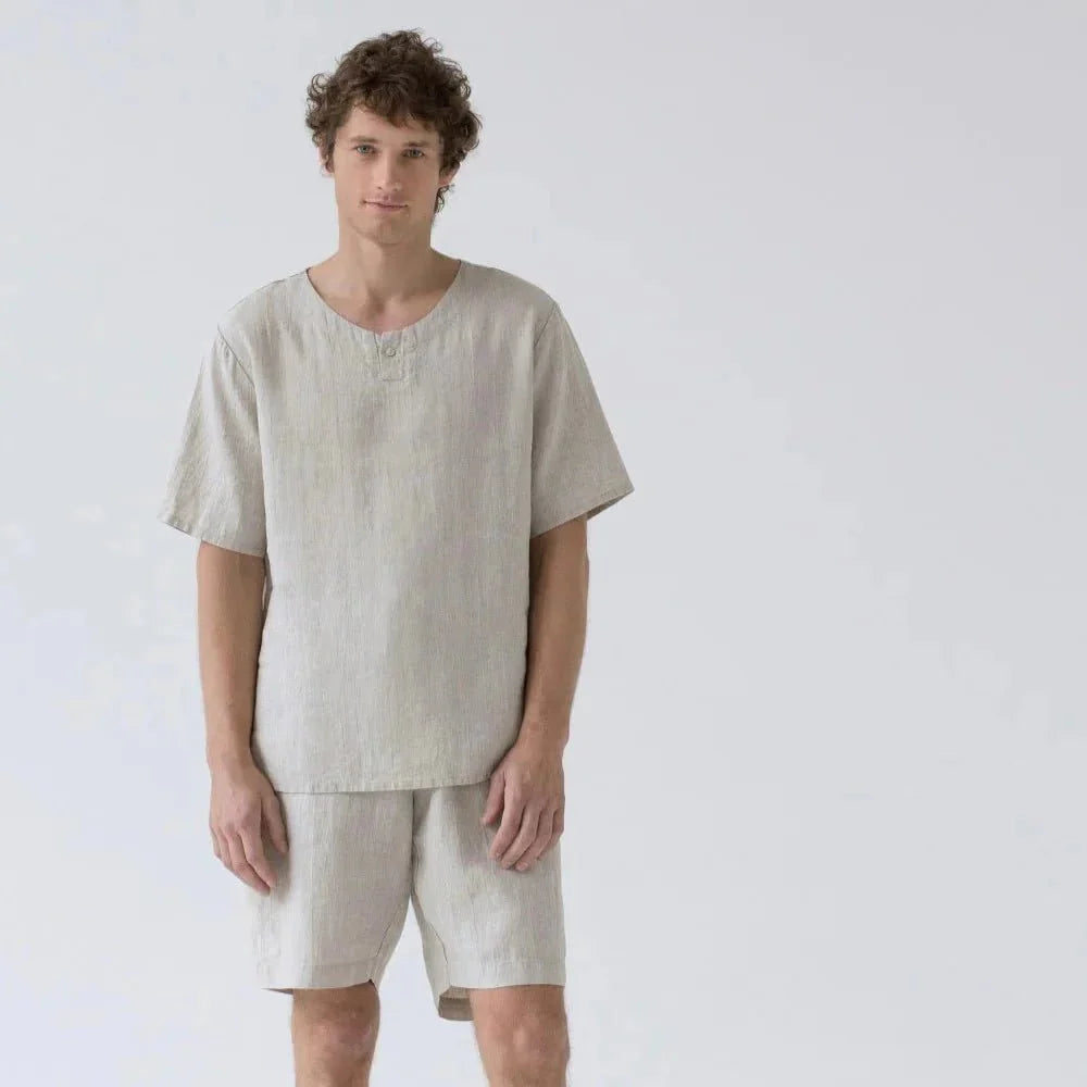 Melange lino Fern Pyjama rinkinys — naturalusdrabuziai.lt
