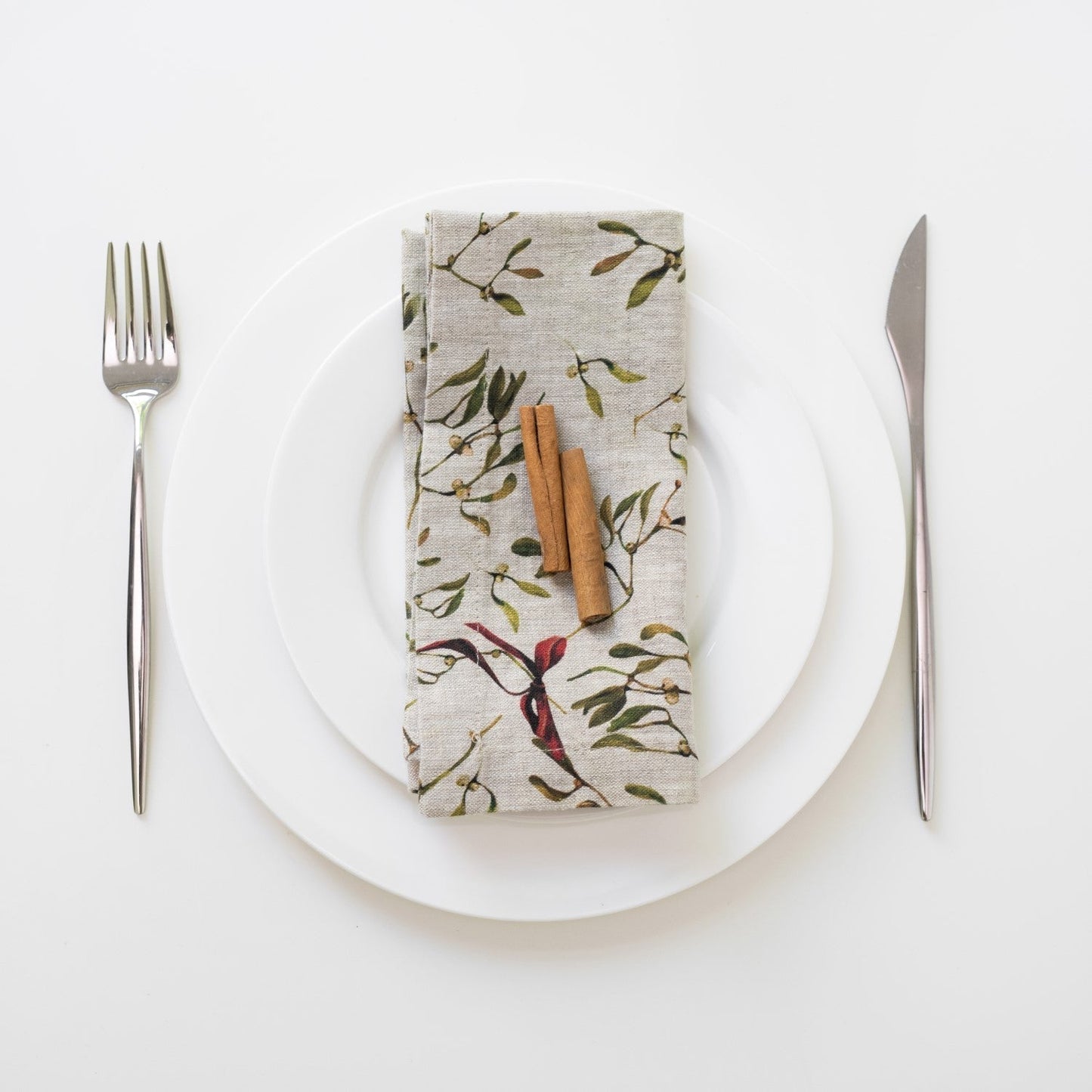 Mistletoe on Natural lino servetėlių rinkinys 2 vnt. — naturalusdrabuziai.lt
