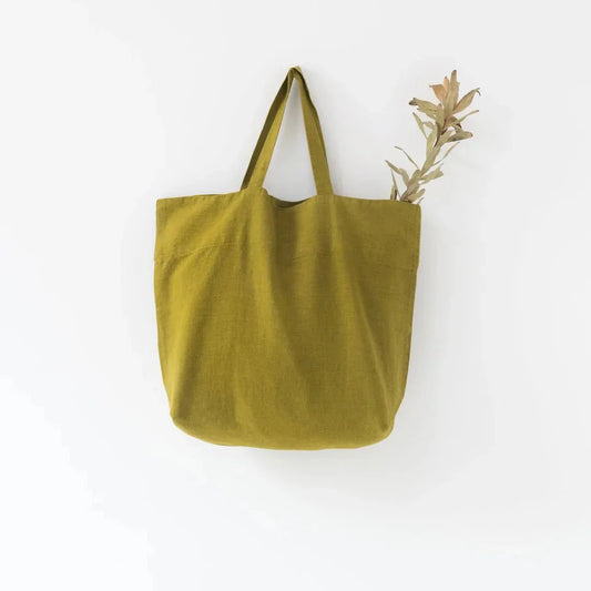 Moss Green lino didelis krepšys — naturalusdrabuziai.lt