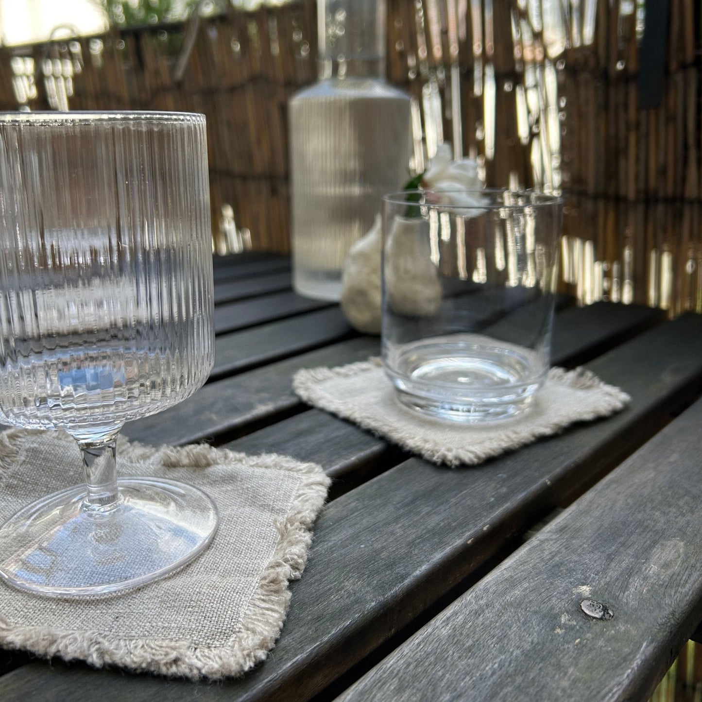 Natural lino padėkliukai su kutais rinkinys 4 vnt. — naturalusdrabuziai.lt
