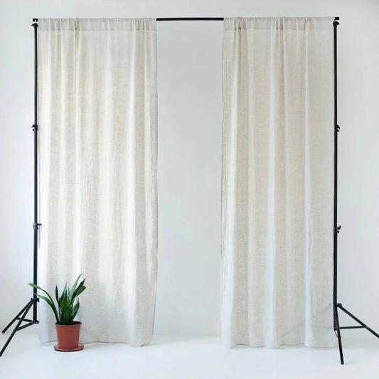 Natural lino Daytime Rod Pocket Curtain rinkinys 2 vnt. — naturalusdrabuziai.lt