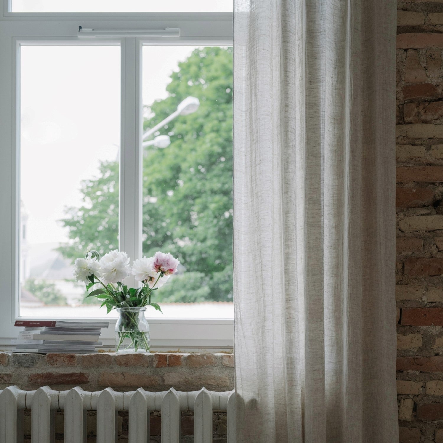 Natural lino Daytime Tie viršus Curtain rinkinys 2 vnt. — naturalusdrabuziai.lt