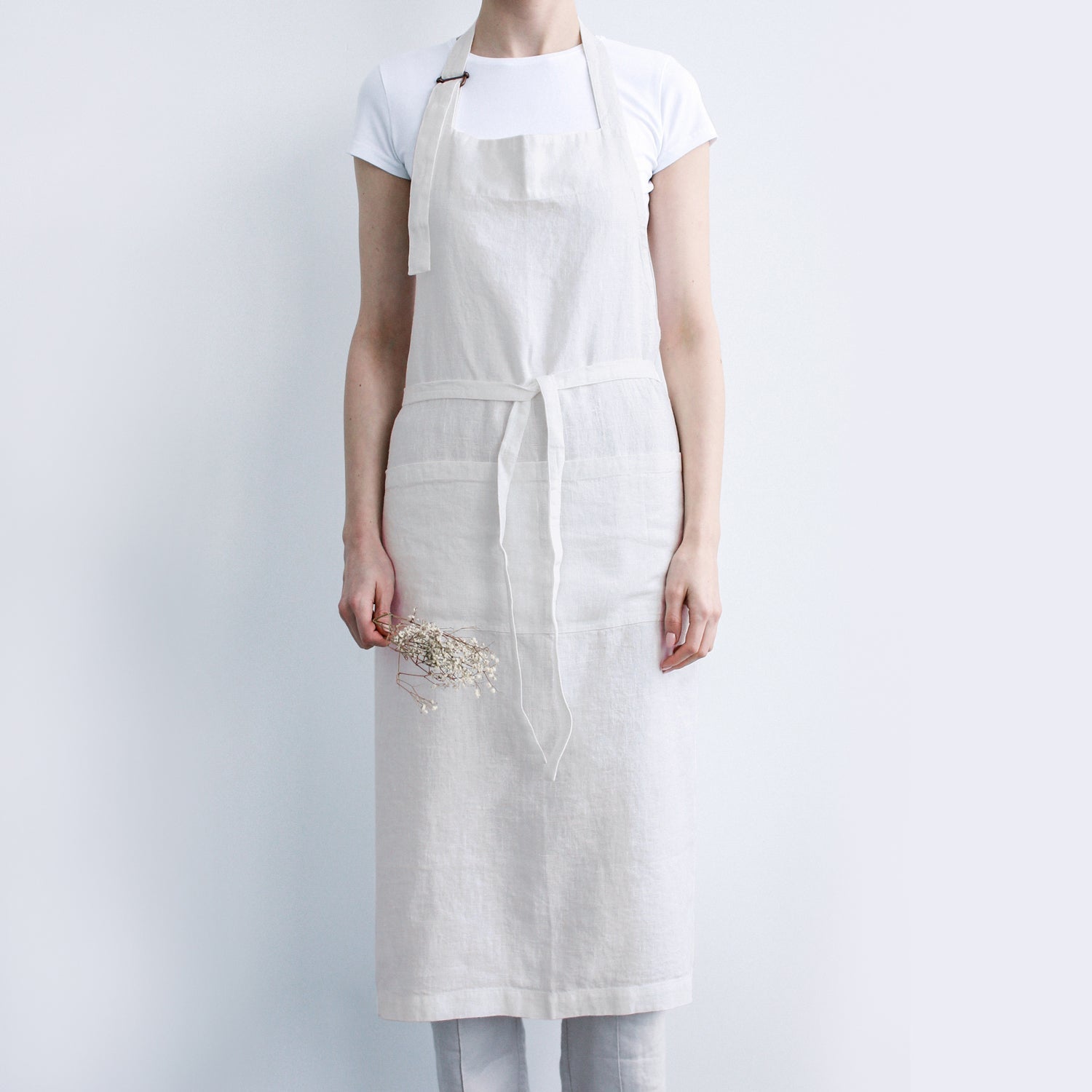 Off-White lino šefo prijuostė — naturalusdrabuziai.lt