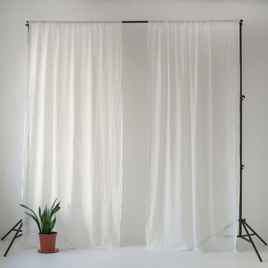 Optical White lino Daytime Rod Pocket Curtain rinkinys 2 vnt. — naturalusdrabuziai.lt