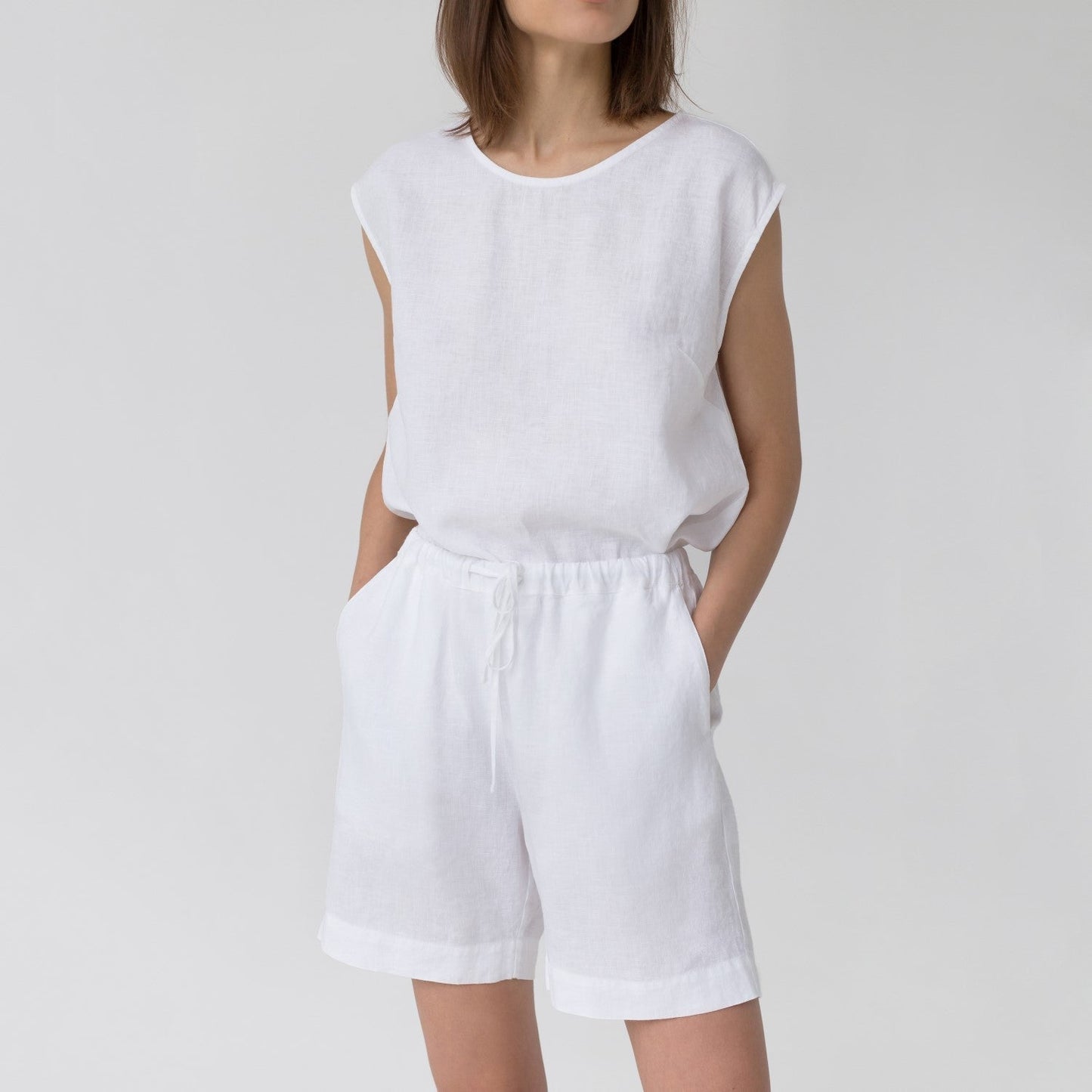 Optical White lino Verbena Pyjama rinkinys — naturalusdrabuziai.lt