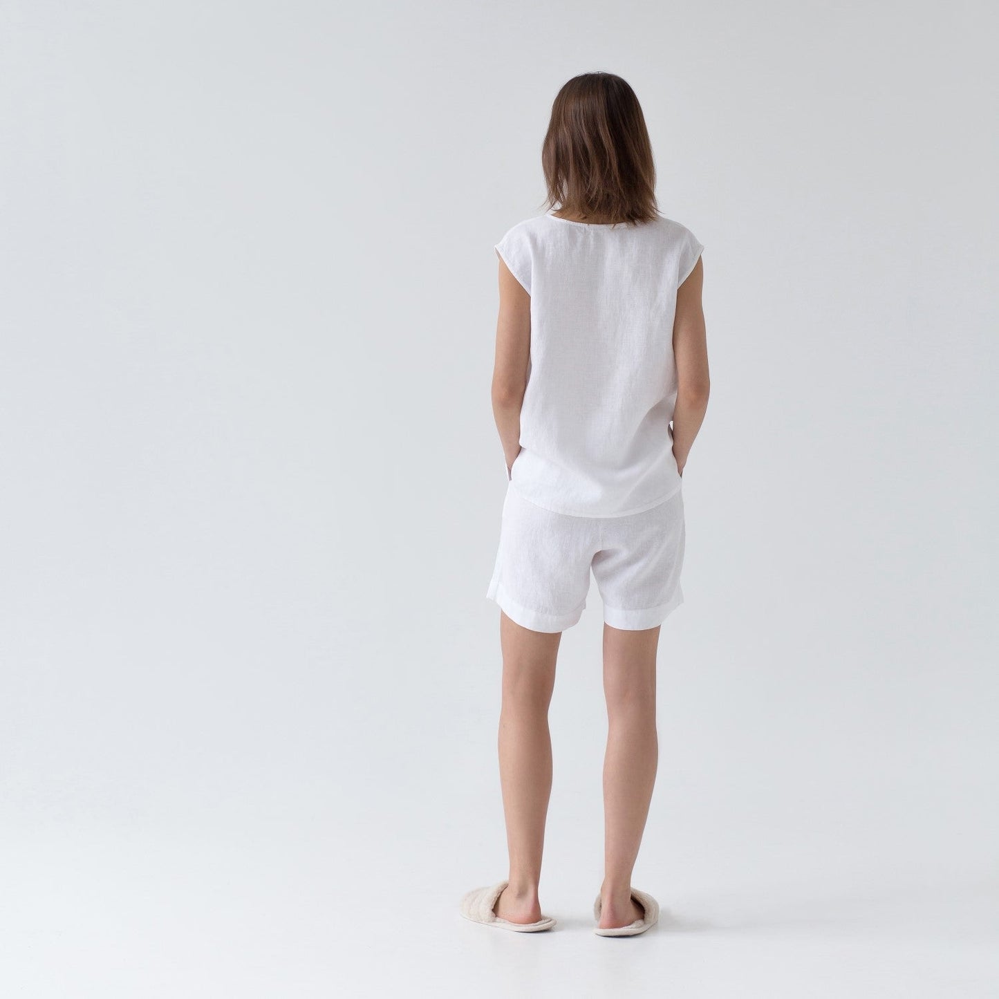 Optical White lino Verbena Pyjama rinkinys — naturalusdrabuziai.lt