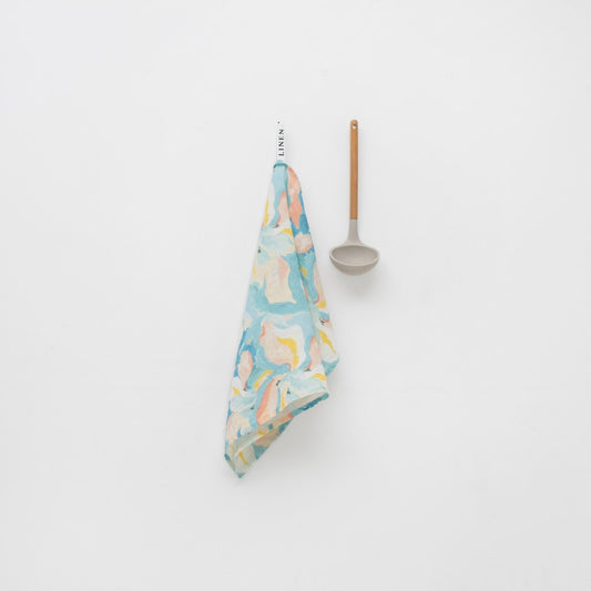 LIMITED EDITION Pastel Iris lino virtuvinė servetė — naturalusdrabuziai.lt