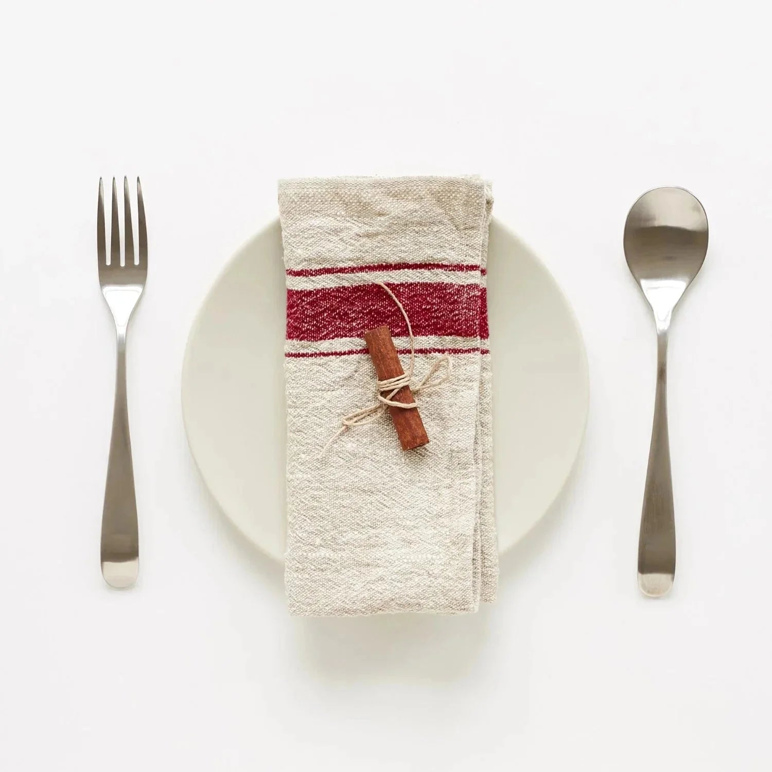 Red Stripe Vintage lino servetėlių rinkinys 2 vnt. — naturalusdrabuziai.lt