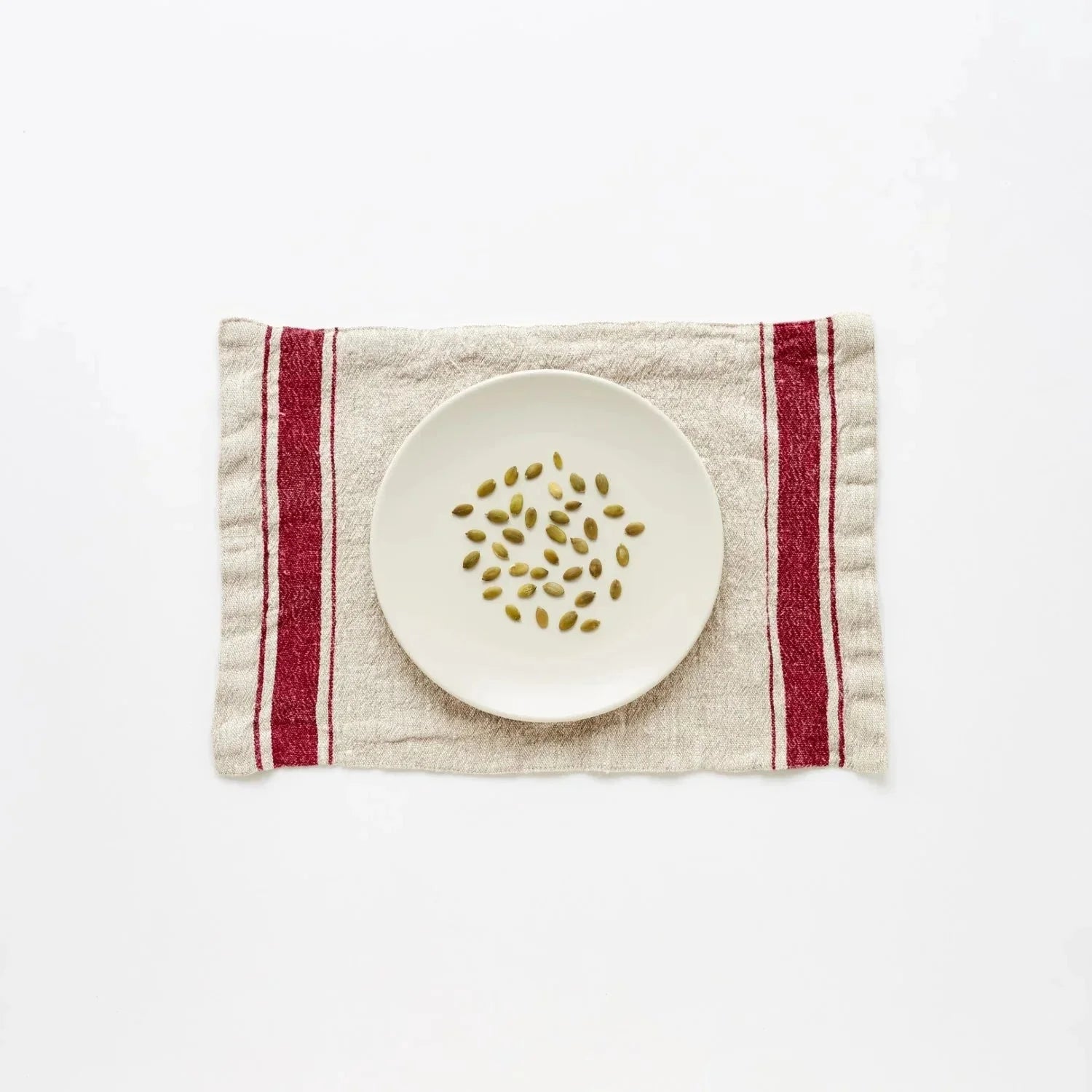 Red Stripe Vintage lino staltiesėlė — naturalusdrabuziai.lt