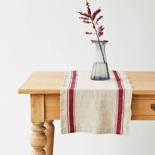 Red Stripe Vintage lino stalo takelis — naturalusdrabuziai.lt